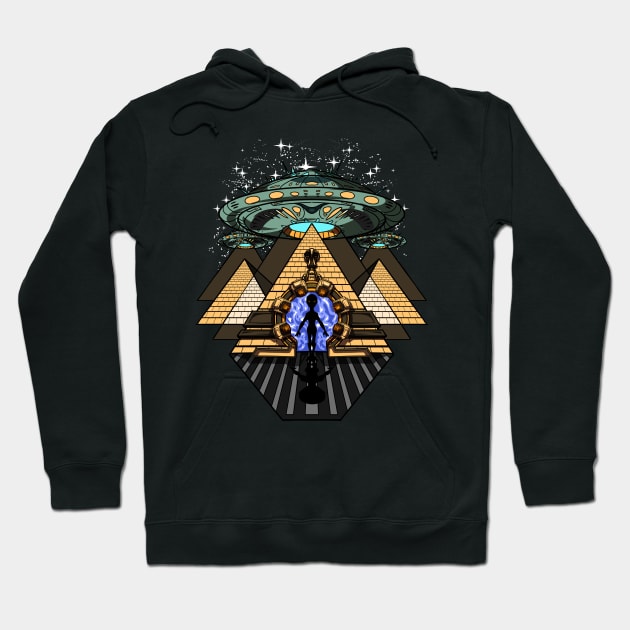 Alien Abduction Egyptian Pyramids Hoodie by underheaven